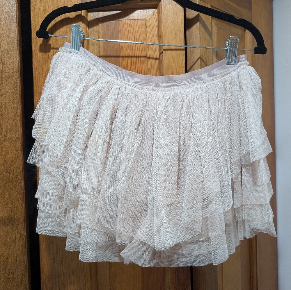 Free People Layered Tulle Mini Skirt in Light Pink